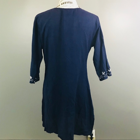 RIVIER SUN Navy & White Embroidered Dress Sz M - Picture 6 of 8